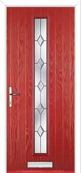 Cottage Long (centre) Crystal Diamond Composite Front Door in Red