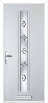 Cottage Long (centre) Crystal Diamond Composite Front Door in White