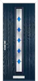 Cottage Long (centre) Drop Diamond Composite Front Door in Dark Blue