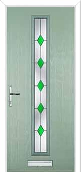 Cottage Long (centre) Drop Diamond Composite Front Door in Chartwell Green
