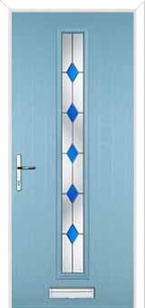 Cottage Long (centre) Drop Diamond Composite Front Door in Duck Egg Blue