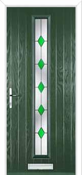 Cottage Long (centre) Drop Diamond Composite Front Door in Green