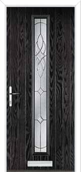 Cottage Long (centre) Elegance Composite Front Door in Black Brown
