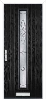 Cottage Long (centre) Elegance Composite Front Door in Black