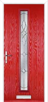 Cottage Long (centre) Elegance Composite Front Door in Poppy Red