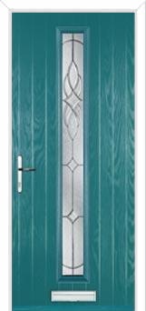 Cottage Long (centre) Elegance Composite Front Door in Turquoise Blue
