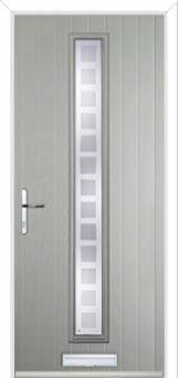 Cottage Long (centre) Etched Squares Composite Front Door in Agate Grey