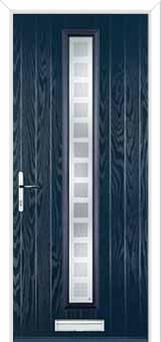 Cottage Long (centre) Etched Squares Composite Front Door in Dark Blue