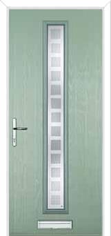 Cottage Long (centre) Etched Squares Composite Front Door in Chartwell Green