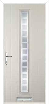 Cottage Long (centre) Etched Squares Composite Front Door in Cream