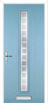 Cottage Long (centre) Etched Squares Composite Front Door in Duck Egg Blue
