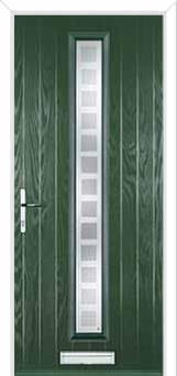 Cottage Long (centre) Etched Squares Composite Front Door in Green