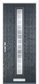 Cottage Long (centre) Etched Squares Composite Front Door in Anthracite Grey