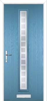 Cottage Long (centre) Etched Squares Composite Front Door in Pastel Blue