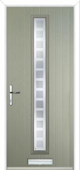 Cottage Long (centre) Etched Squares Composite Front Door in Pebble Grey