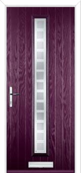 Cottage Long (centre) Etched Squares Composite Front Door in Purple Violet