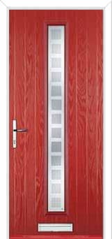Cottage Long (centre) Etched Squares Composite Front Door in Red