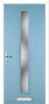 Cottage Long (centre) Glazed Composite Front Door in Duck Egg Blue