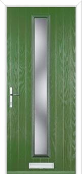 Cottage Long (centre) Glazed Composite Front Door in Fern Green