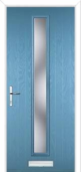 Cottage Long (centre) Glazed Composite Front Door in Pastel Blue