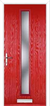 Cottage Long (centre) Glazed Composite Front Door in Poppy Red