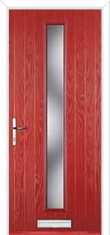 Cottage Long (centre) Glazed Composite Front Door in Red