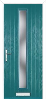 Cottage Long (centre) Glazed Composite Front Door in Turquoise Blue