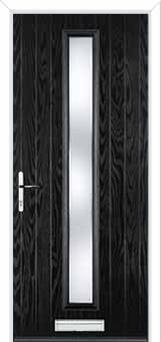 Cottage Long (centre) Kensington Composite Front Door in Black