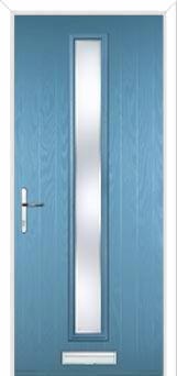 Cottage Long (centre) Kensington Composite Front Door in Pastel Blue