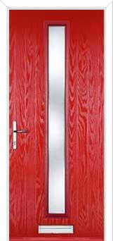 Cottage Long (centre) Kensington Composite Front Door in Poppy Red
