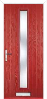 Cottage Long (centre) Kensington Composite Front Door in Red