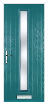 Cottage Long (centre) Kensington Composite Front Door in Turquoise Blue