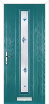 Cottage Long (centre) Murano Composite Front Door in Turquoise Blue