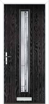 Cottage Long (centre) Matrix Composite Front Door in Black Brown