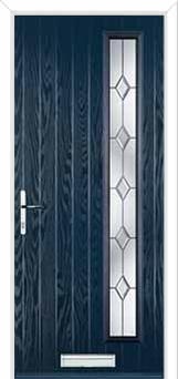Cottage Long (off set) Crystal Diamond Composite Front Door in Dark Blue