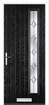 Cottage Long (off set) Crystal Diamond Composite Front Door in Black