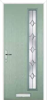 Cottage Long (off set) Crystal Diamond Composite Front Door in Chartwell Green