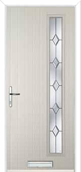 Cottage Long (off set) Crystal Diamond Composite Front Door in Cream