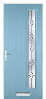 Cottage Long (off set) Crystal Diamond Composite Front Door in Duck Egg Blue