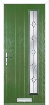 Cottage Long (off set) Crystal Diamond Composite Front Door in Fern Green