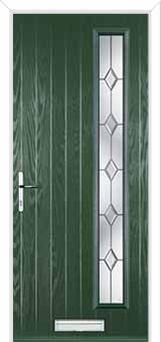 Cottage Long (off set) Crystal Diamond Composite Front Door in Green