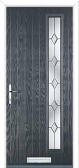 Cottage Long (off set) Crystal Diamond Composite Front Door in Anthracite Grey