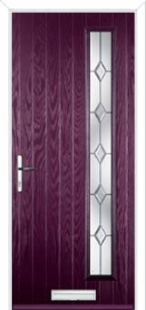 Cottage Long (off set) Crystal Diamond Composite Front Door in Purple Violet