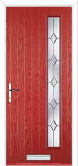 Cottage Long (off set) Crystal Diamond Composite Front Door in Red