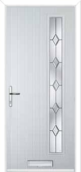 Cottage Long (off set) Crystal Diamond Composite Front Door in White
