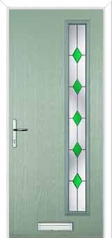 Cottage Long (off set) Drop Diamond Composite Front Door in Chartwell Green