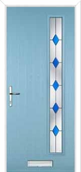 Cottage Long (off set) Drop Diamond Composite Front Door in Duck Egg Blue
