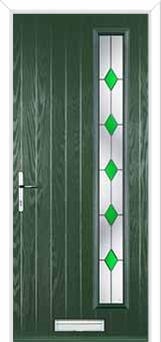 Cottage Long (off set) Drop Diamond Composite Front Door in Green