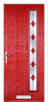 Cottage Long (off set) Drop Diamond Composite Front Door in Poppy Red