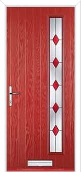 Cottage Long (off set) Drop Diamond Composite Front Door in Red